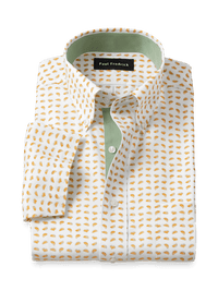 Comfort Stretch Non-Iron Novelty Dress Shirt With Contrast Trim - White/melon