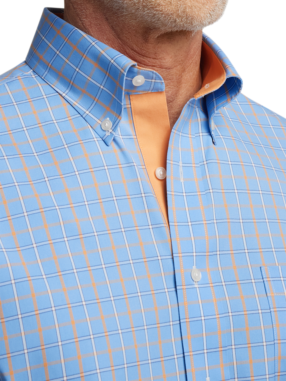 S/f Comfort Stretch Non-iron Check Button Down Collar Short Sleeve