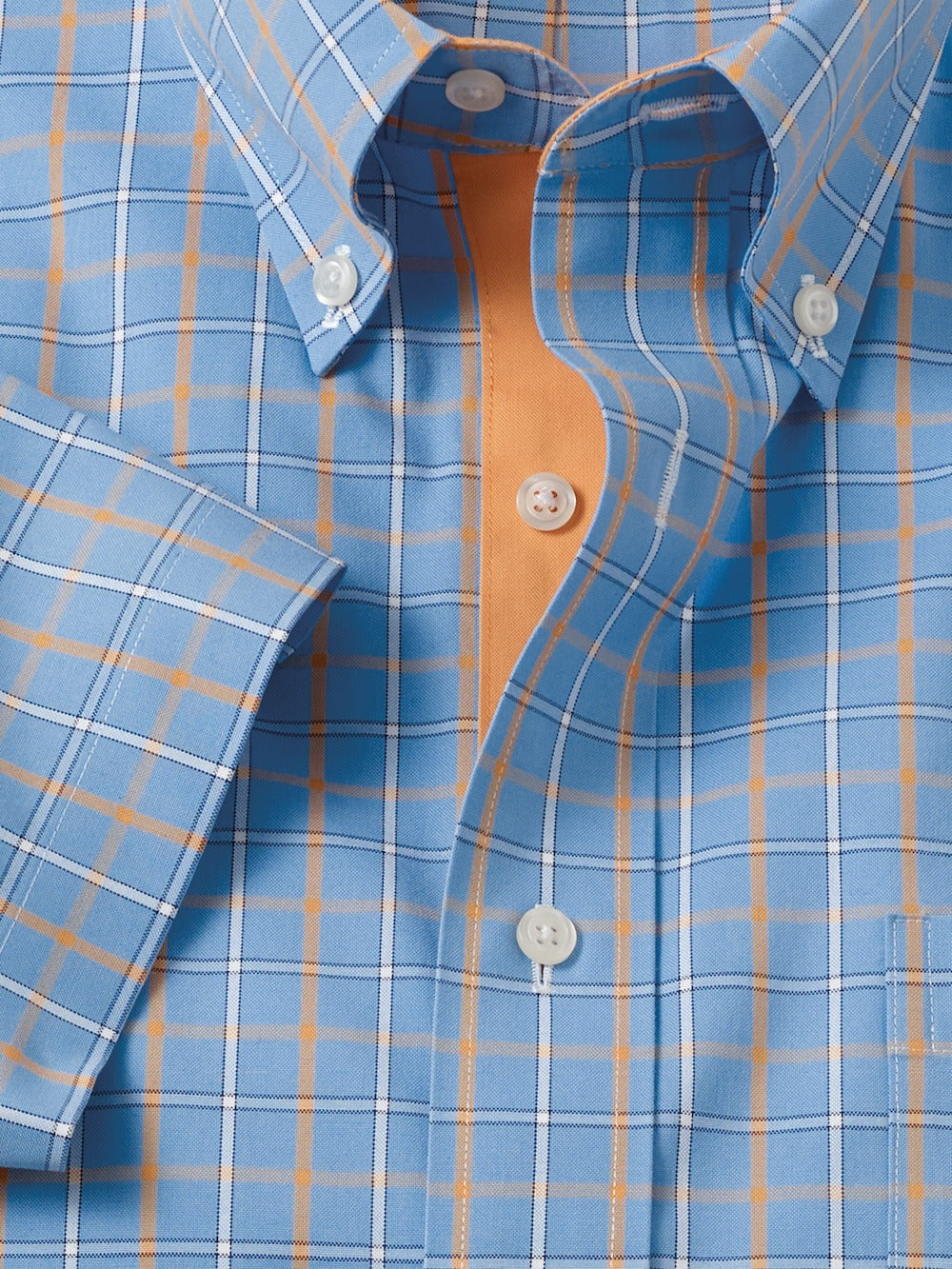 S/f Comfort Stretch Non-iron Check Button Down Collar Short Sleeve