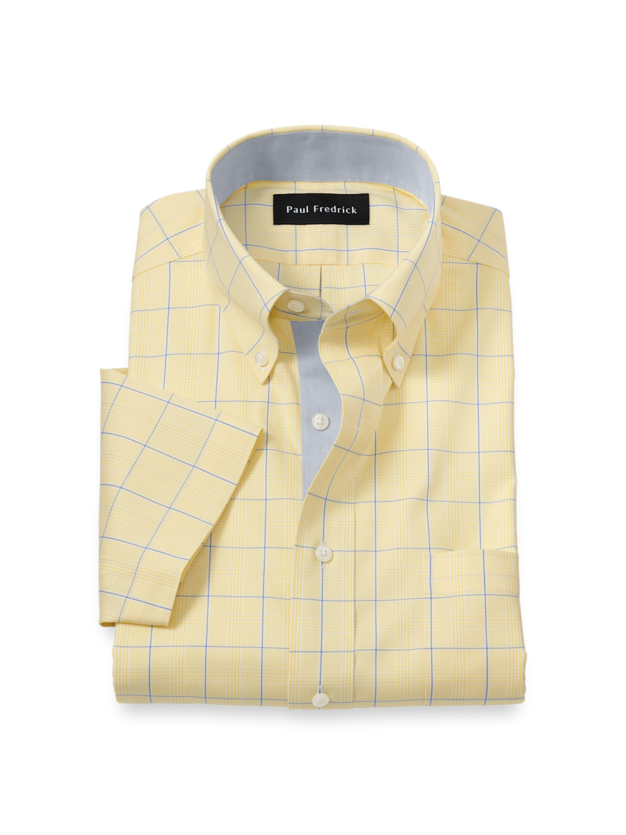 Comfort Stretch Non-Iron Check Dress Shirt With Contrast Trim