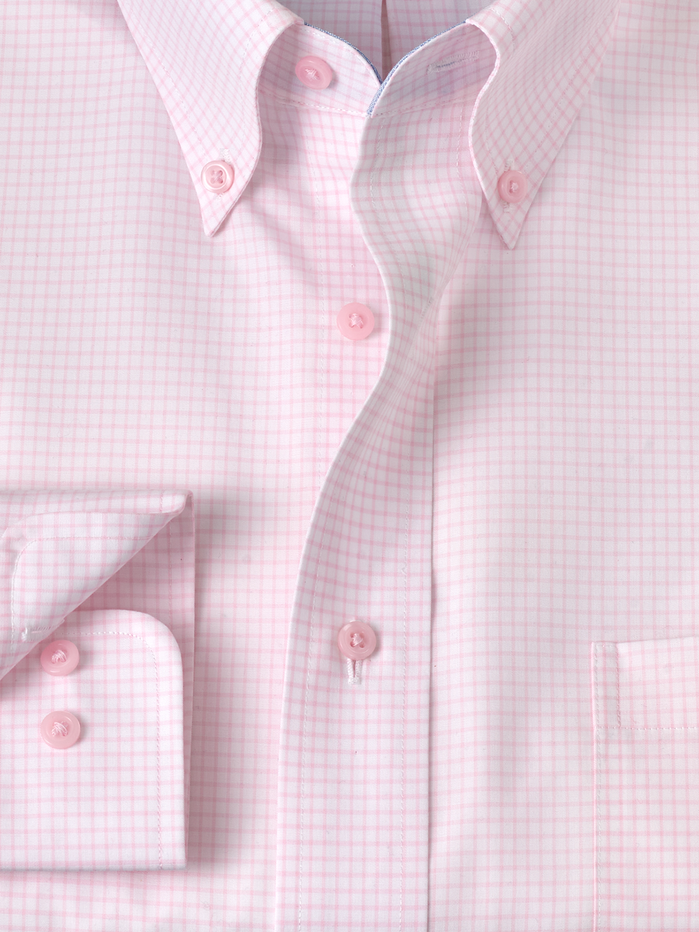 Alternate Image of Non-iron Cotton Check Dress Shirt With Contrast Trim-5