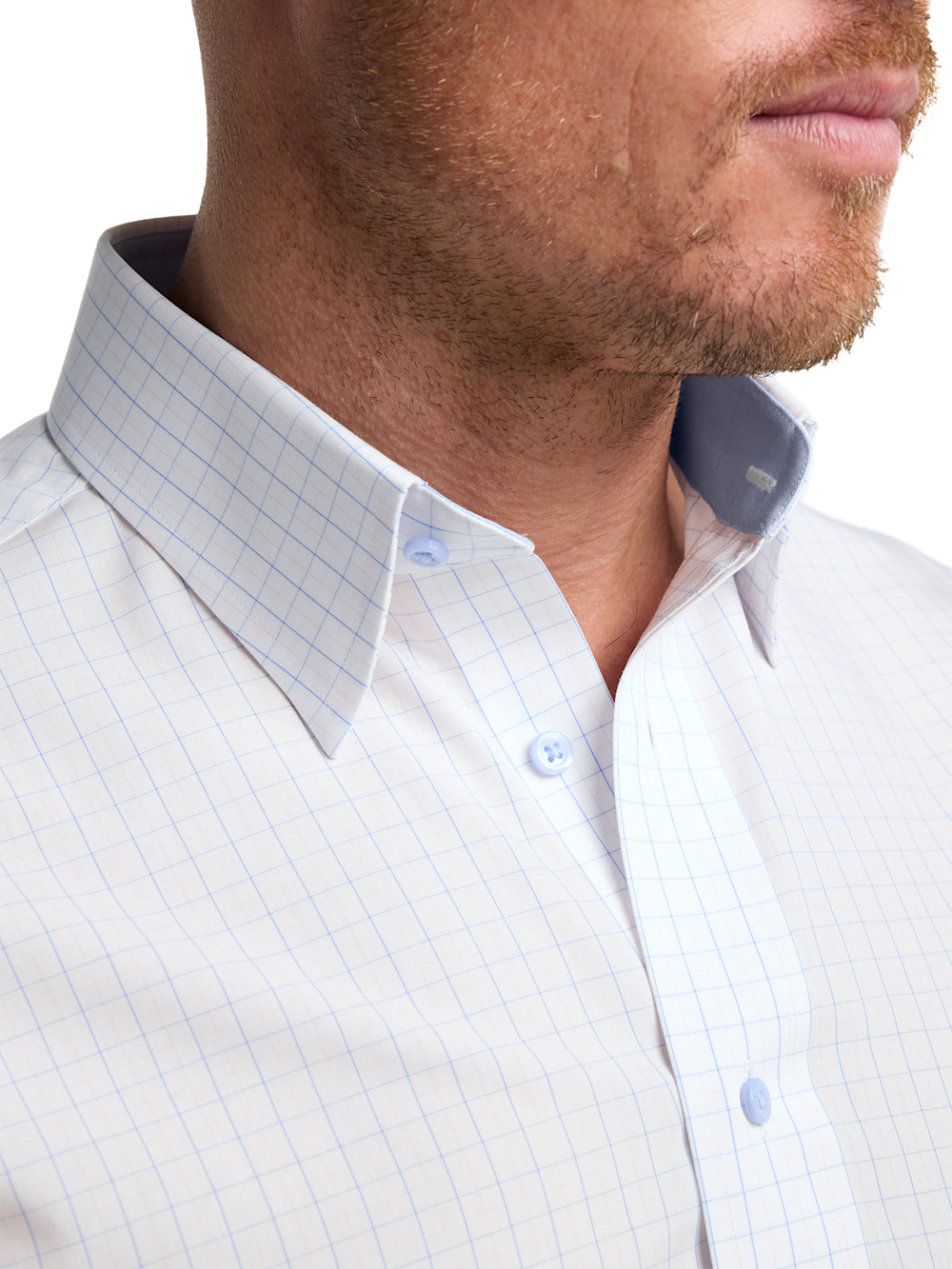 Alternate Image of Non-iron Cotton Windowpane Dress Shirt With Contrast Trim-2