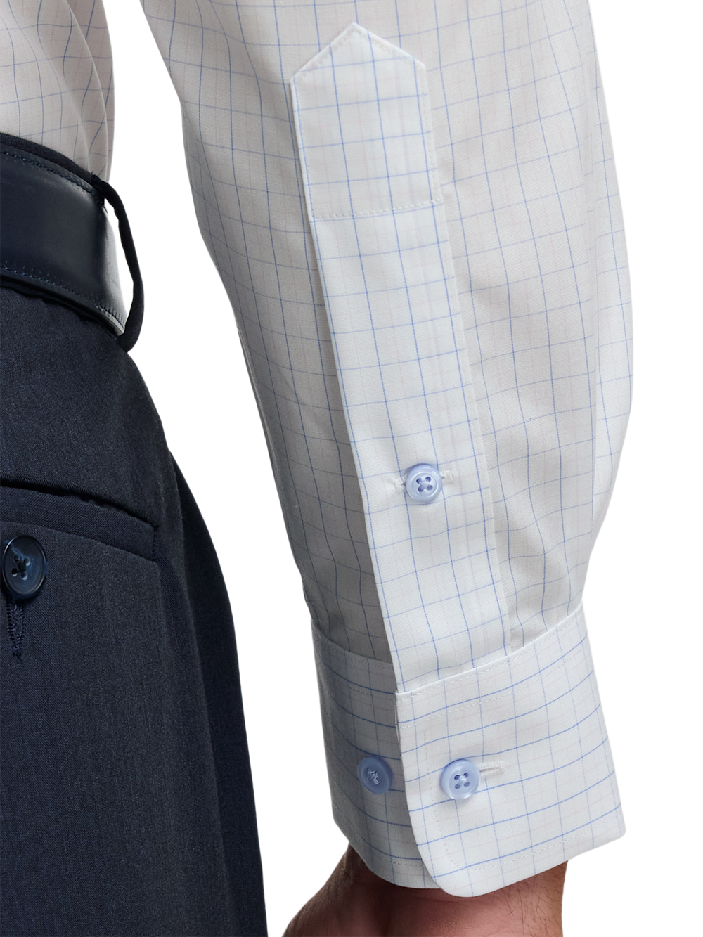 Alternate Image of Non-iron Cotton Windowpane Dress Shirt With Contrast Trim-3
