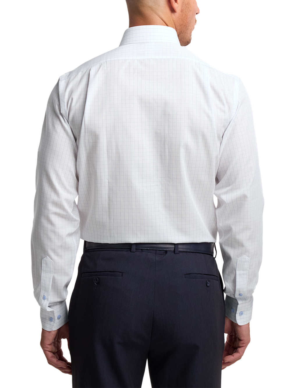 Alternate Image of Non-iron Cotton Windowpane Dress Shirt With Contrast Trim-4