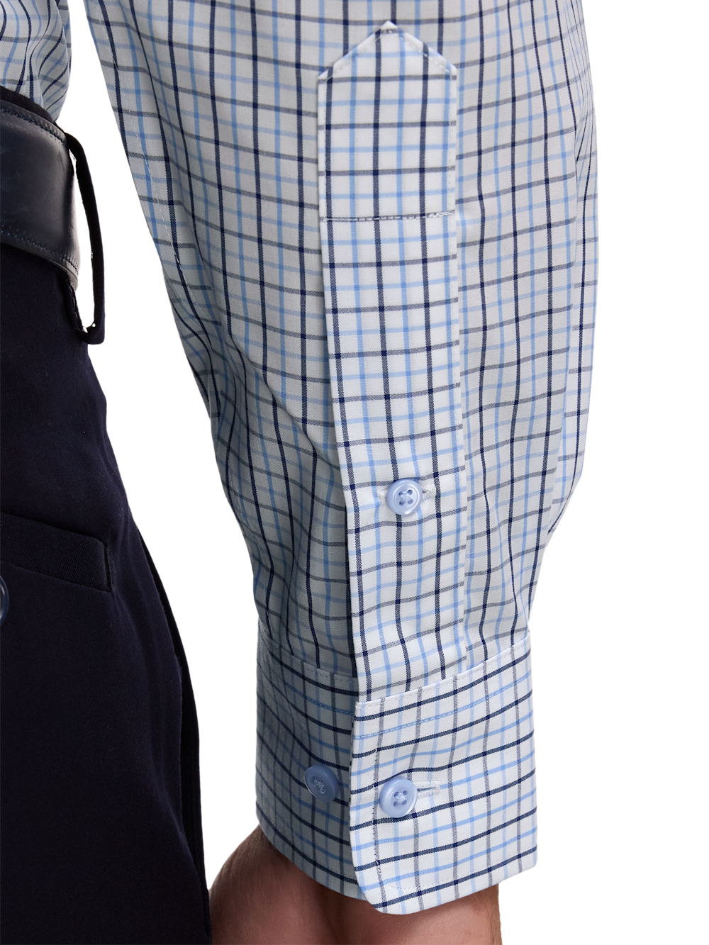 Alternate Image of Non-iron Cotton Windowpane Dress Shirt With Contrast Trim-3