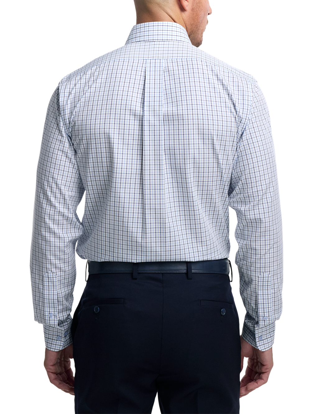Alternate Image of Non-iron Cotton Windowpane Dress Shirt With Contrast Trim-4
