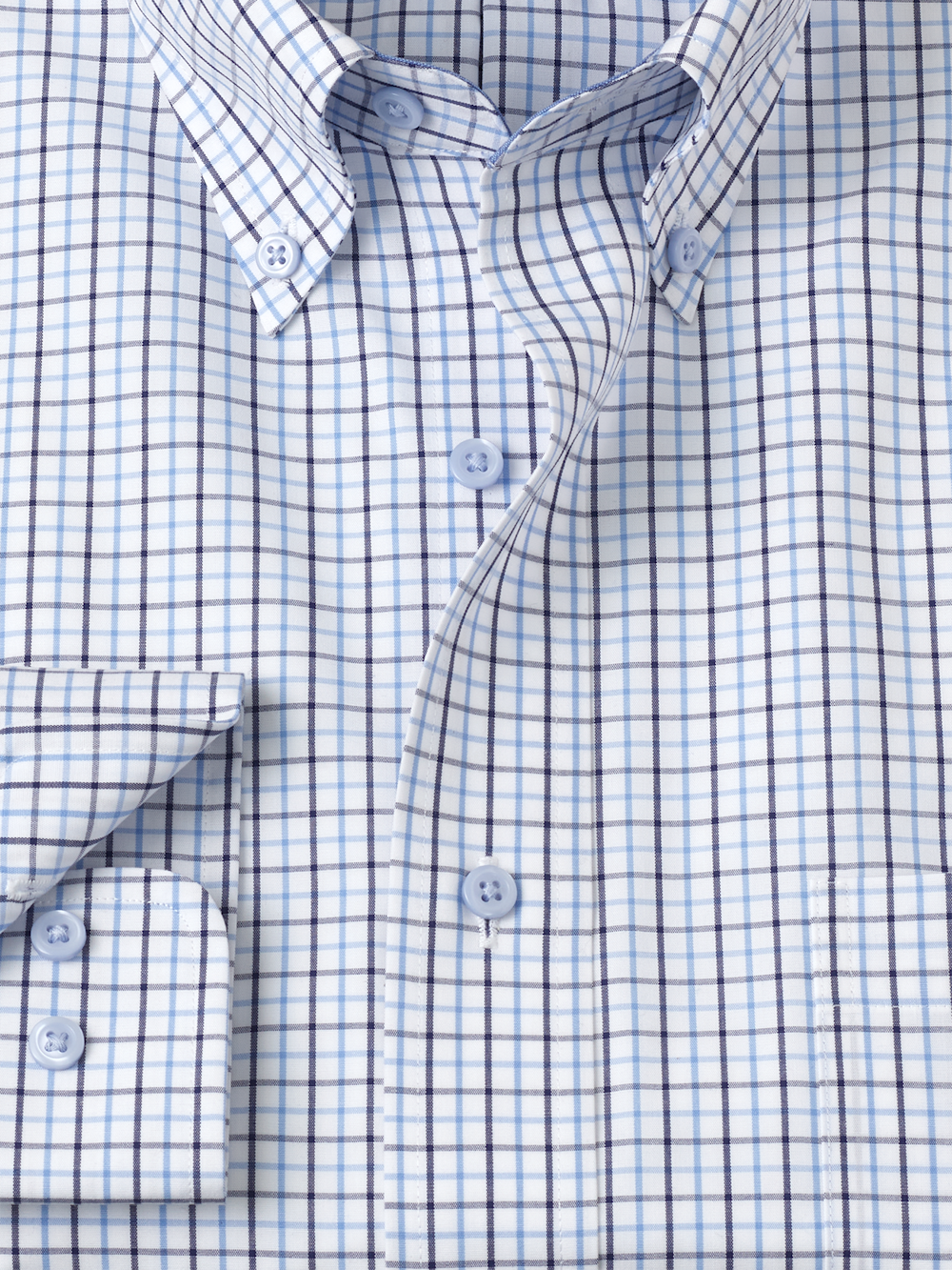 Alternate Image of Non-iron Cotton Windowpane Dress Shirt With Contrast Trim-5