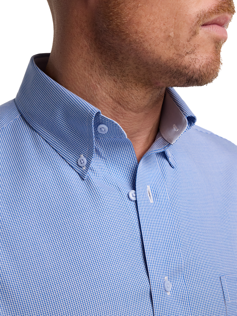 blue houndstooth dress shirt Quattro Flex Dress Shirt with Semi-Spread Collar Navy Houndstooth M / Navy Houndstooth