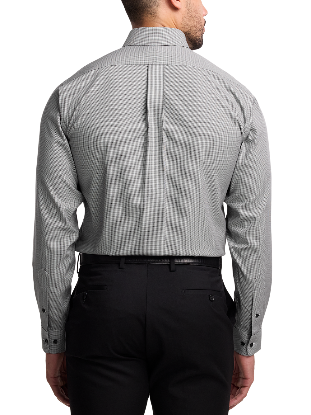 Alternate Image of Non-iron Cotton Houndstooth Dress Shirt With Contrast Trim-4