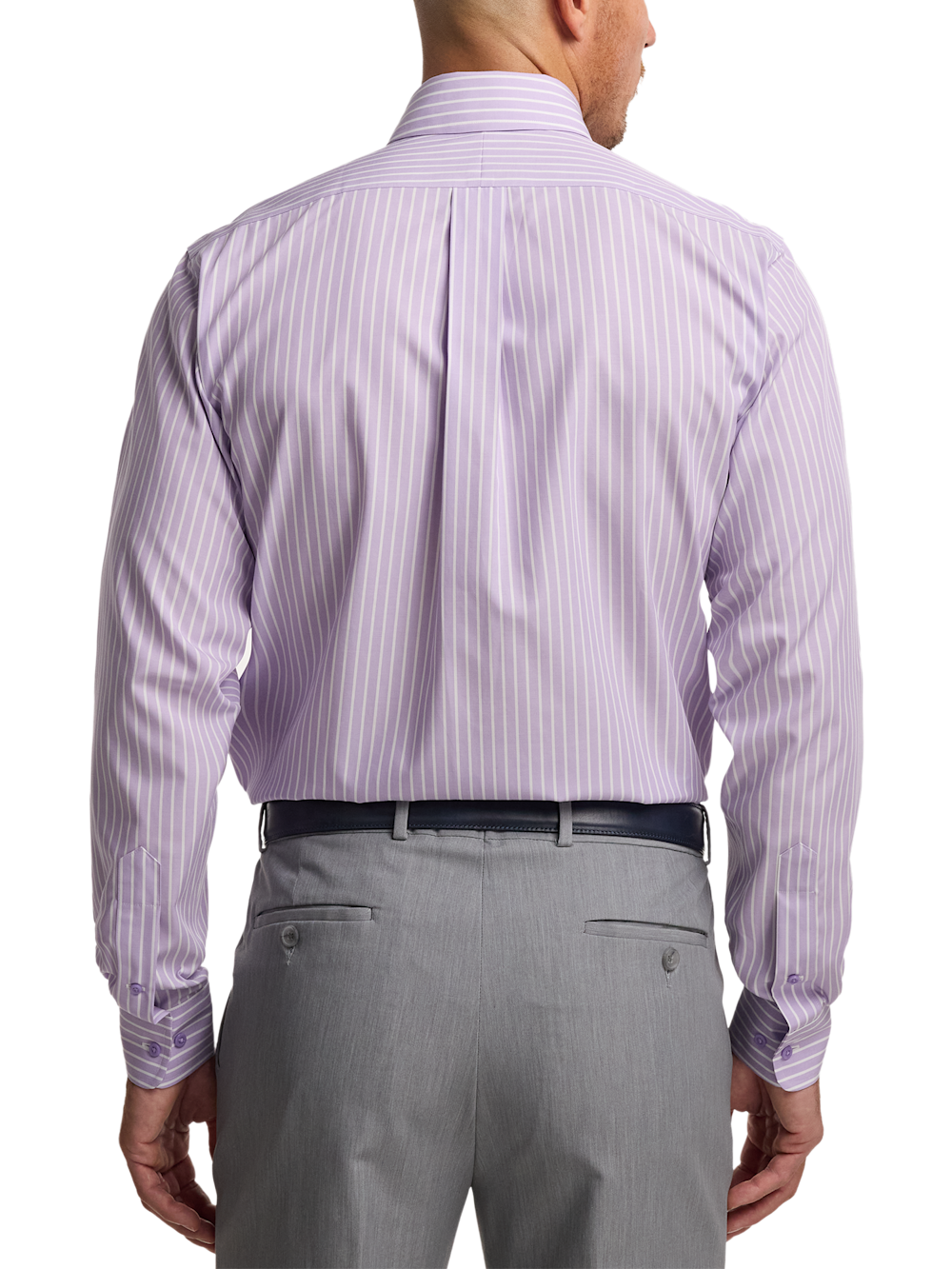 Alternate Image of Non-iron Cotton Stripe Dress Shirt With Contrast Trim-4
