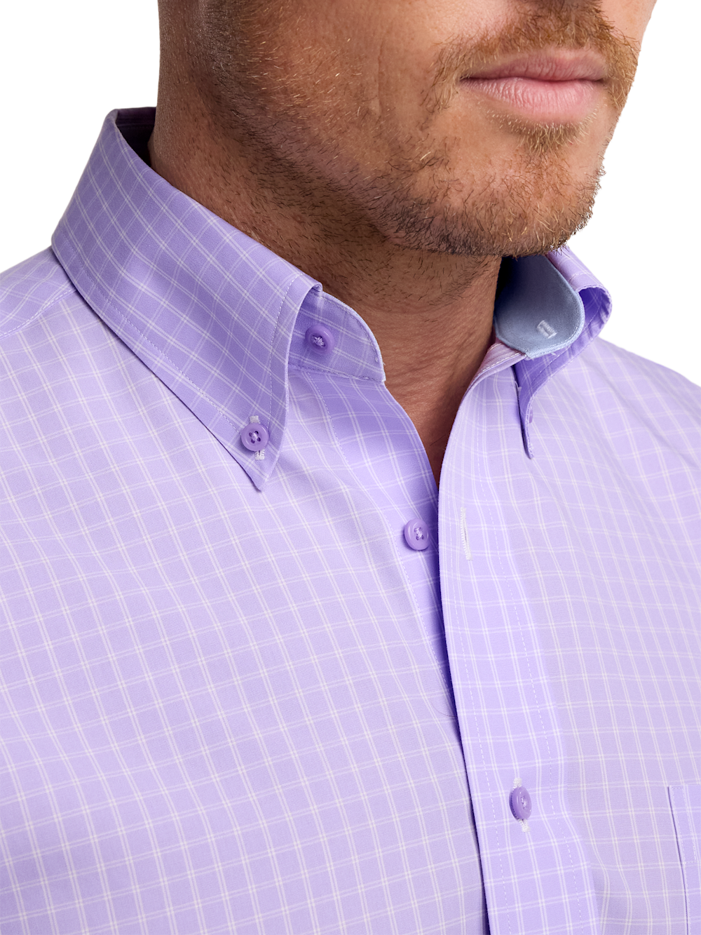 Alternate Image of Non-iron Cotton Check Dress Shirt With Contrast Trim-2