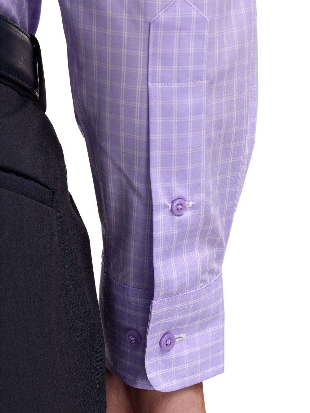 Alternate Image of Non-iron Cotton Check Dress Shirt With Contrast Trim-3