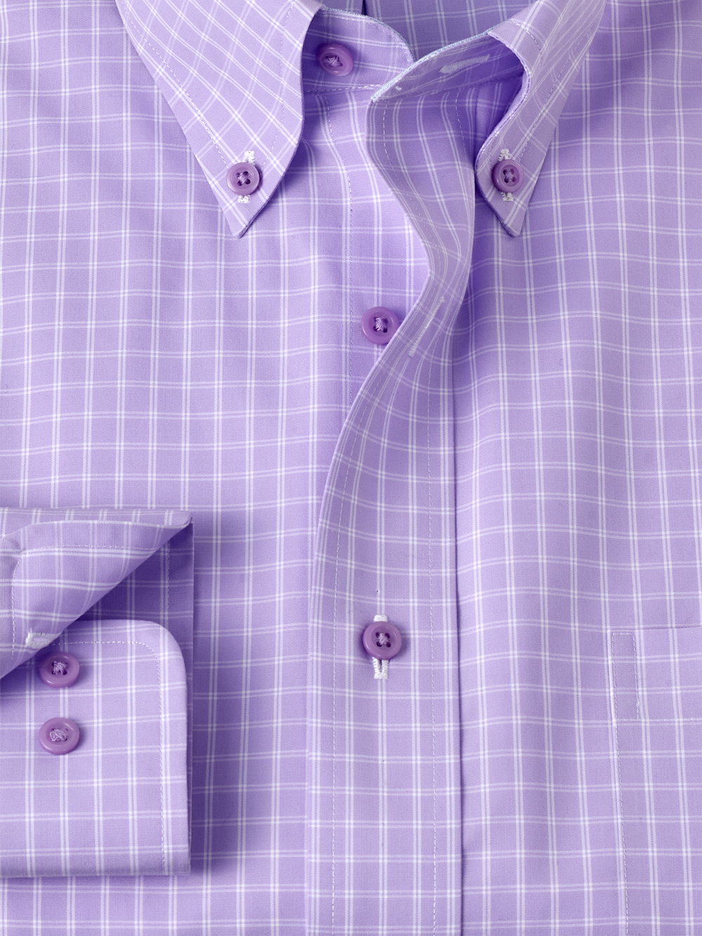 Alternate Image of Non-iron Cotton Check Dress Shirt With Contrast Trim-5