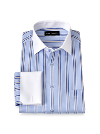 Non-Iron Cotton Stripe Dress Shirt - Blue