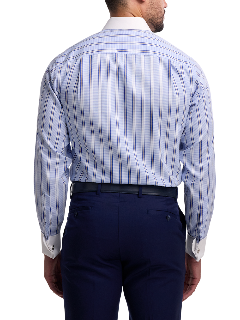 paul fredrick men's classic fit non-iron cotton stripe dress shirt Non-Iron Cotton Stripe Dress Shirt With Contrast Trim