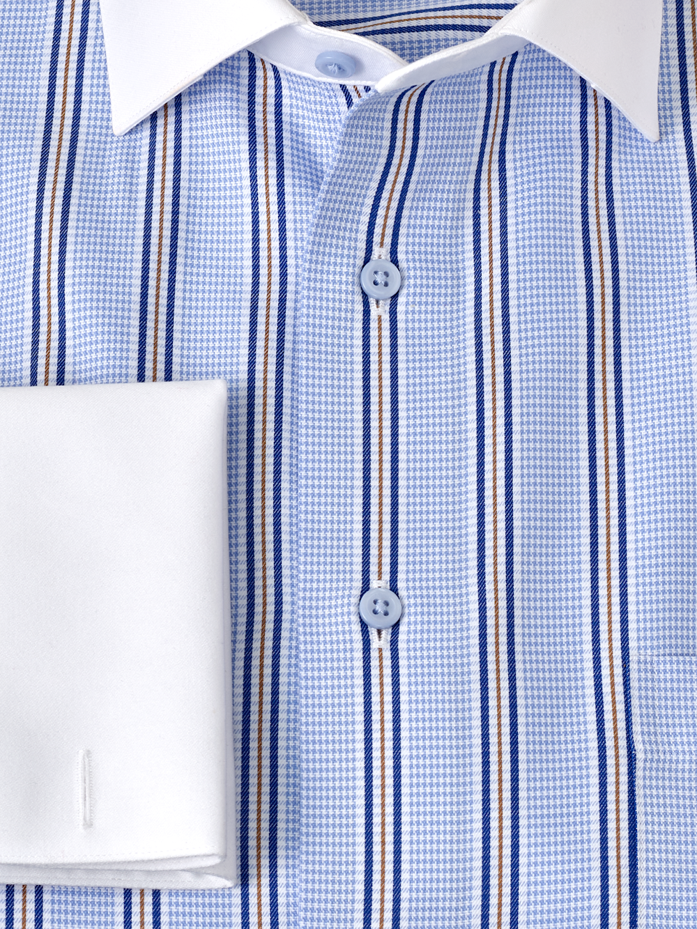 paul fredrick men's classic fit non-iron cotton stripe dress shirt Non-Iron Cotton Stripe Dress Shirt With Contrast Trim