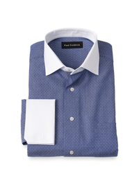 Non-Iron Cotton Dot Dress Shirt - Blue