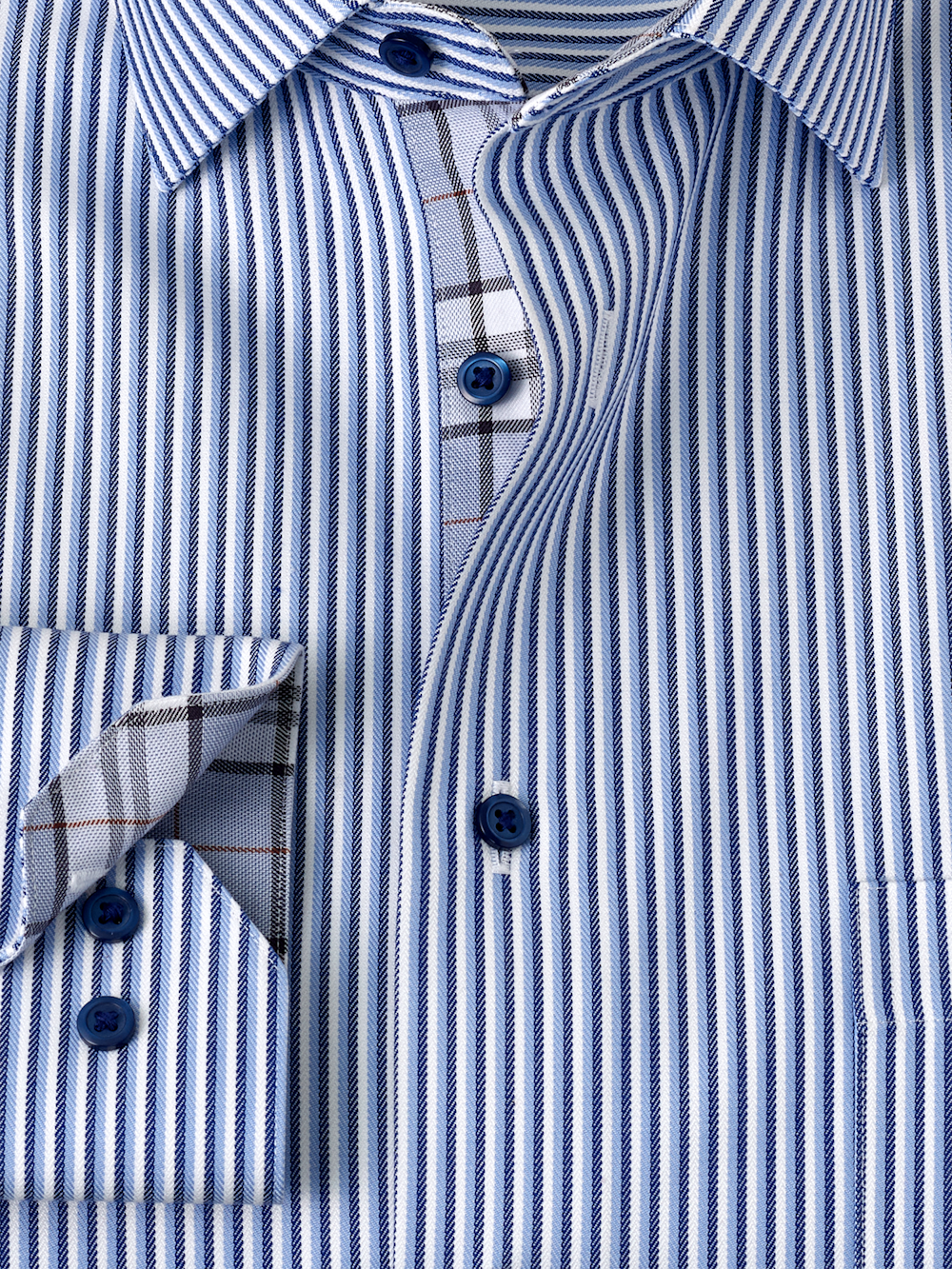 Alternate Image of Non-iron Cotton Stripe Dress Shirt With Contrast Trim-5