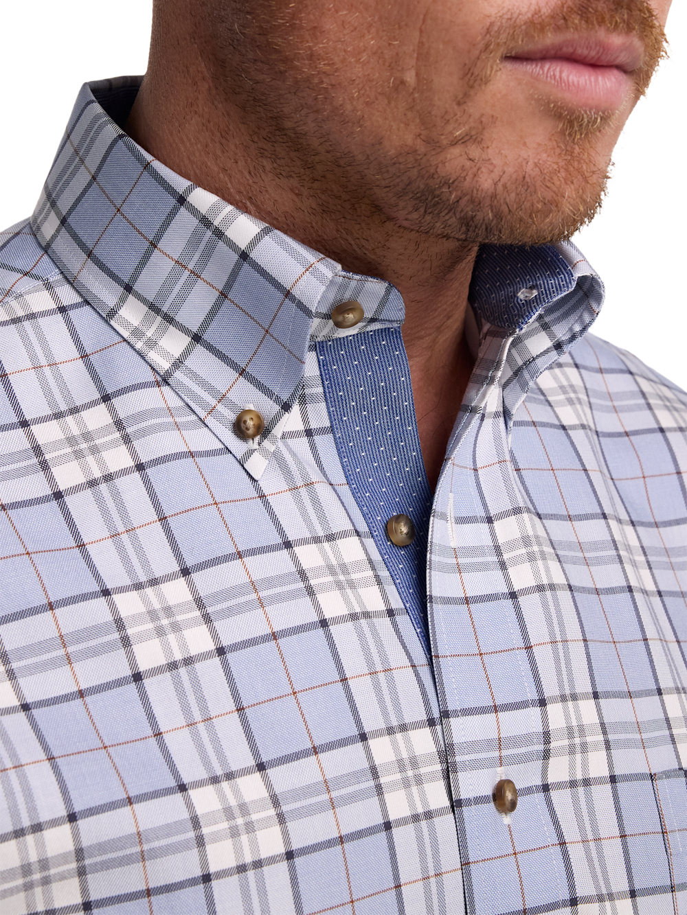 Alternate Image of Non-iron Cotton Plaid Dress Shirt With Contrast Trim-2