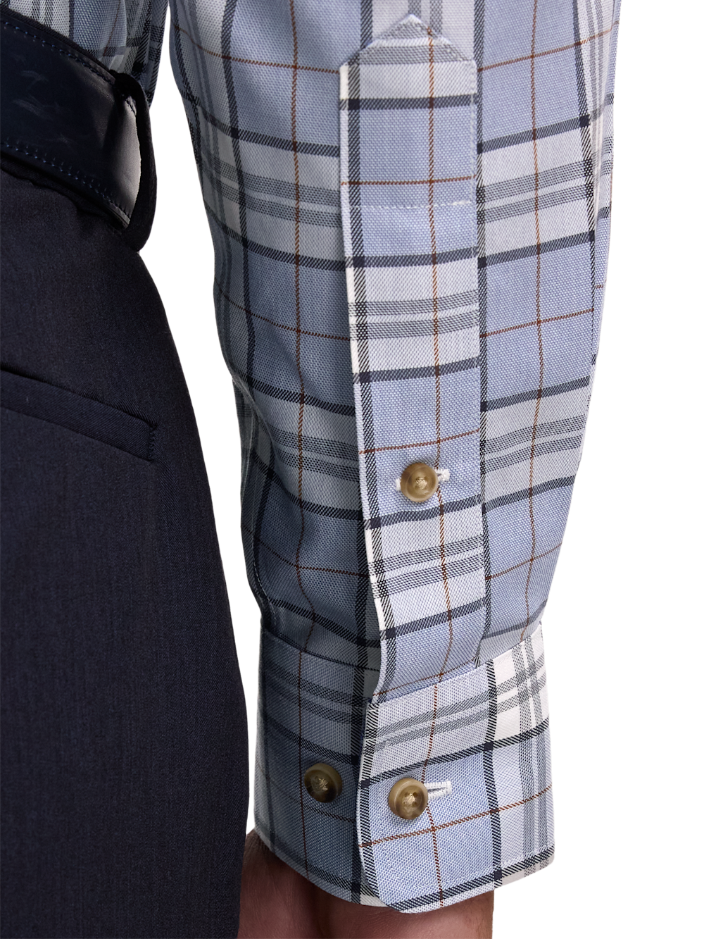 Alternate Image of Non-iron Cotton Plaid Dress Shirt With Contrast Trim-3
