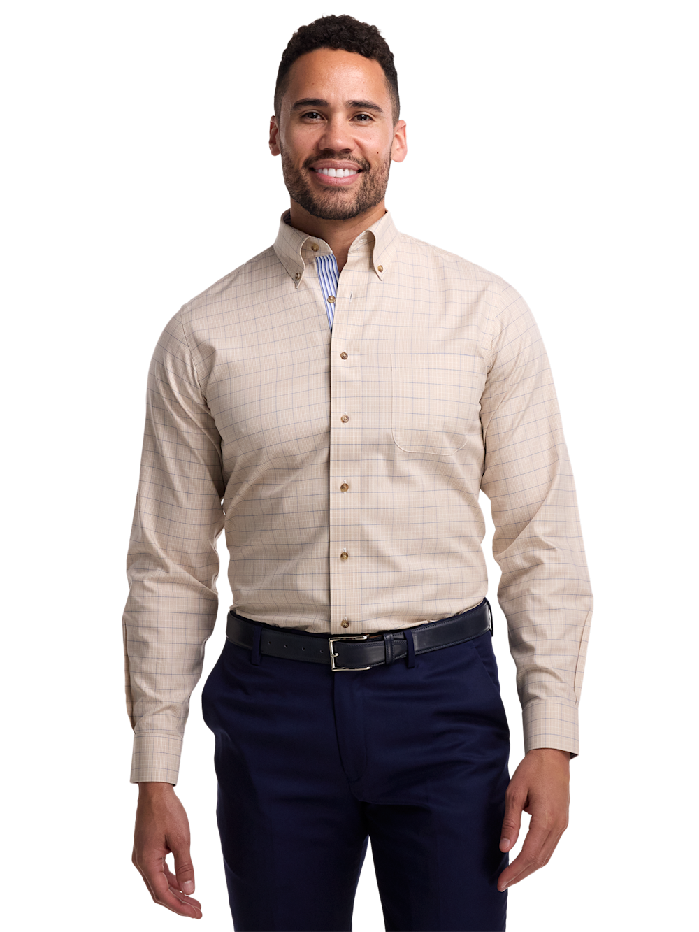 Alternate Image of Non-iron Cotton Glen Plaid Dress Shirt With Contrast Trim-1