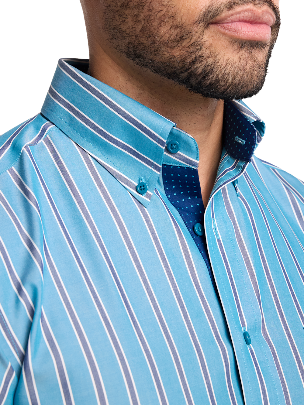 Alternate Image of Non-iron Cotton Stripe Dress Shirt With Contrast Trim-2