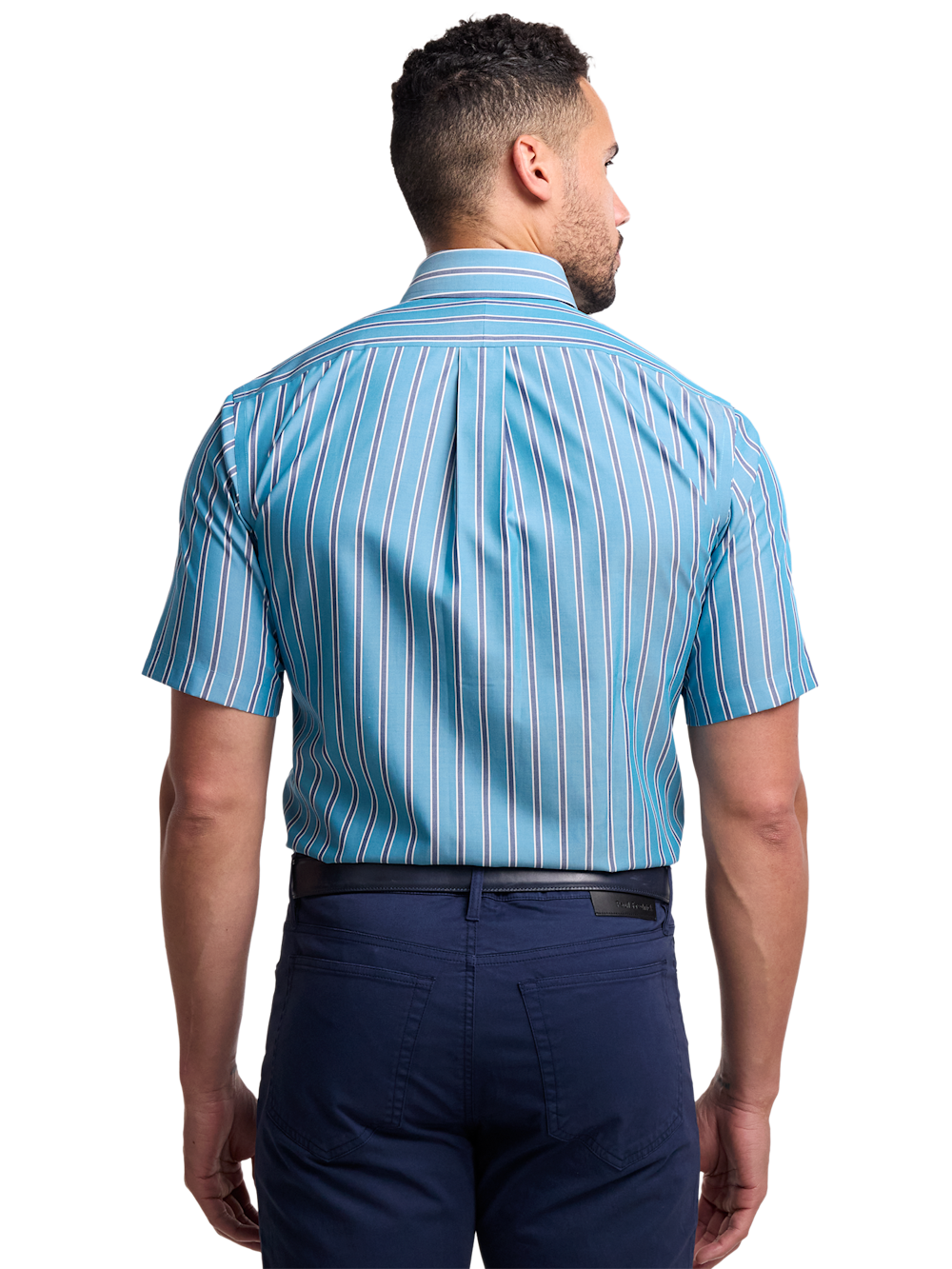 Alternate Image of Non-iron Cotton Stripe Dress Shirt With Contrast Trim-4