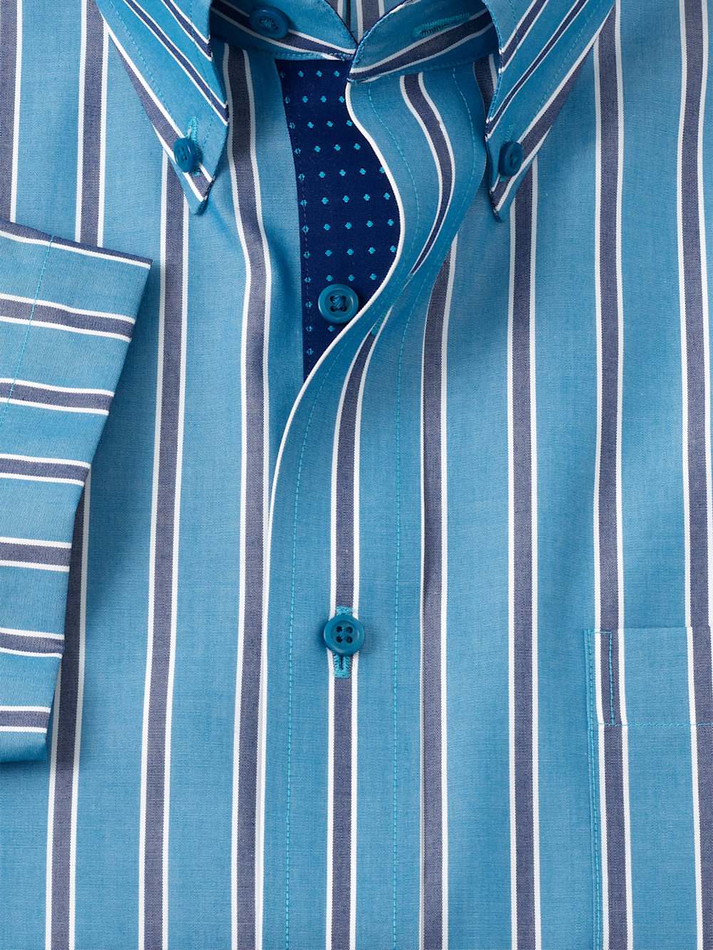 Alternate Image of Non-iron Cotton Stripe Dress Shirt With Contrast Trim-5