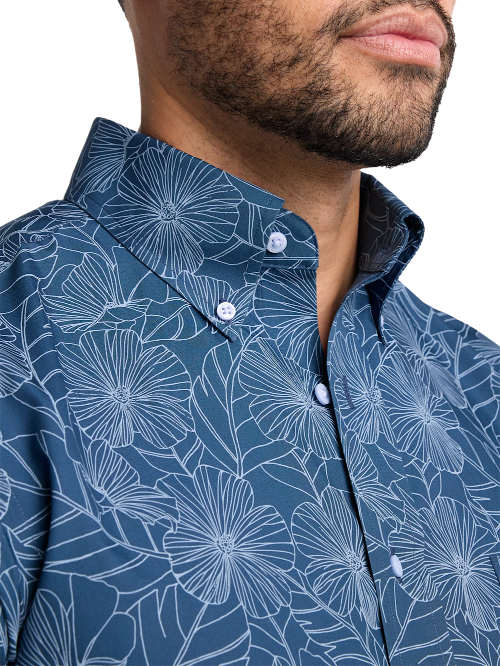 C/f Non-iron Cotton Floral Print Button Down Dress Shirt