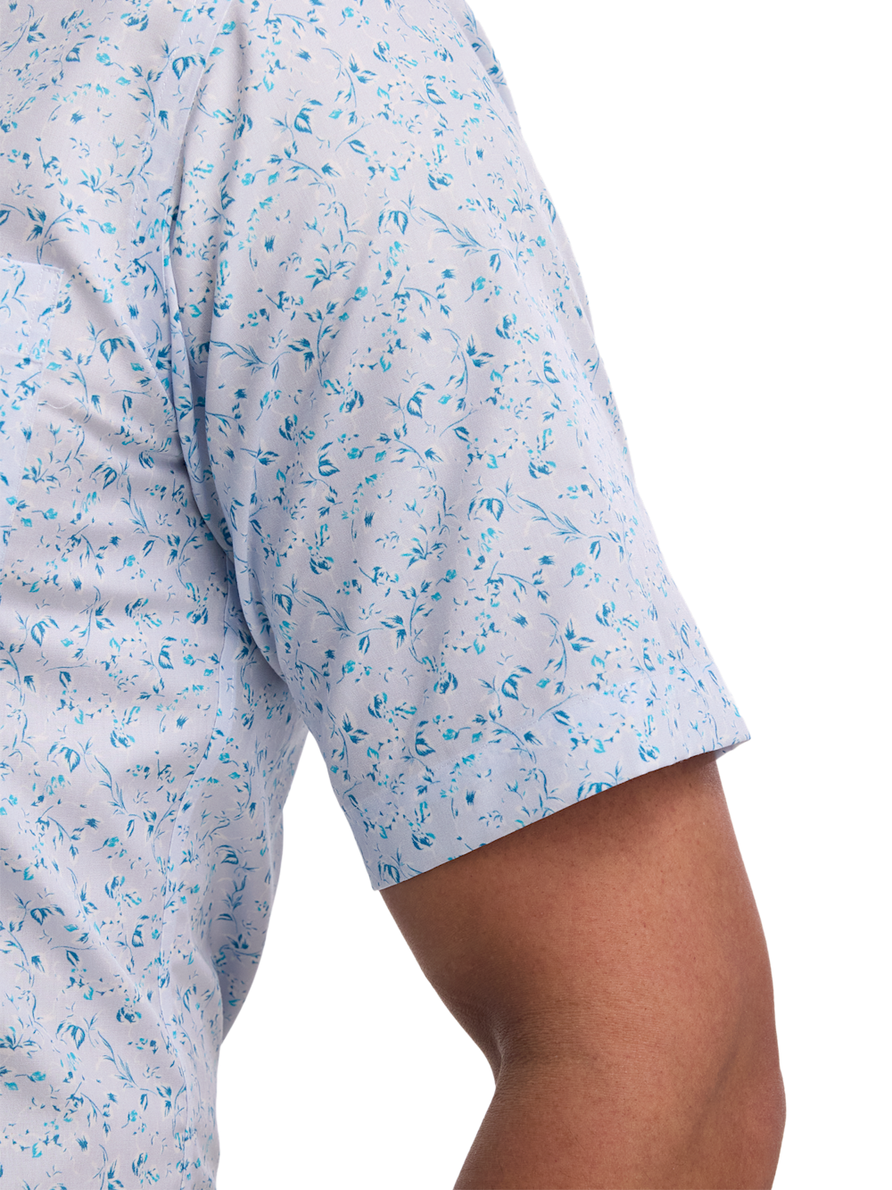 C/f Non-iron Cotton Floral Print Button Down Dress Shirt With Contrast Trim