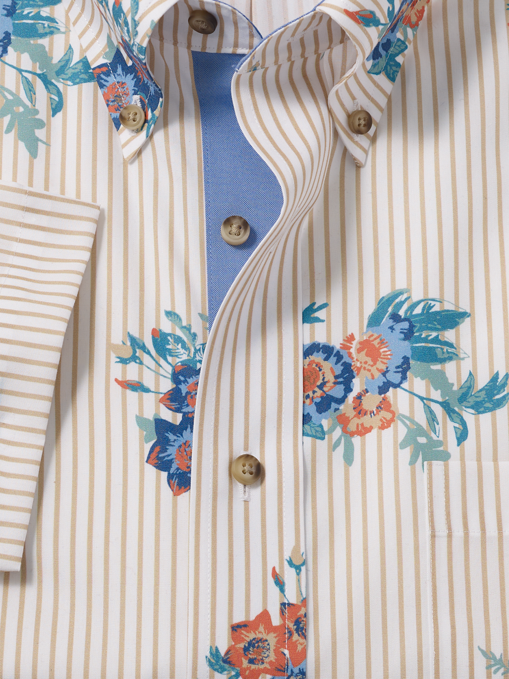 Alternate Image of Non-iron Cotton Floral Dress Shirt With Contrast Trim-5