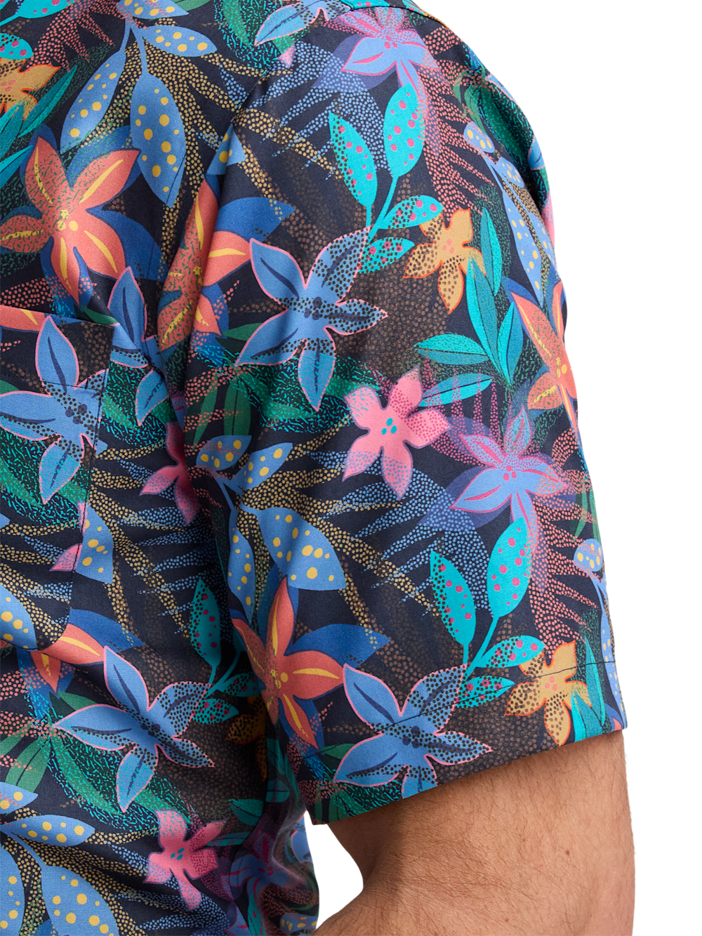 S/f Non-iron Cotton Botanical Button Down Collar Short Sleeve Dress Shirt
