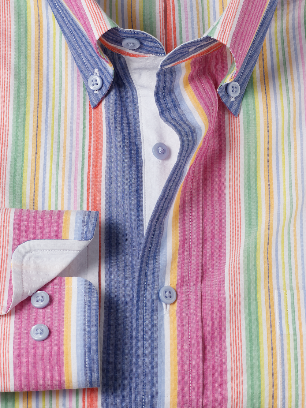 Alternate Image of Seersucker Stripe Dress Shirt With Contrast Trim-5