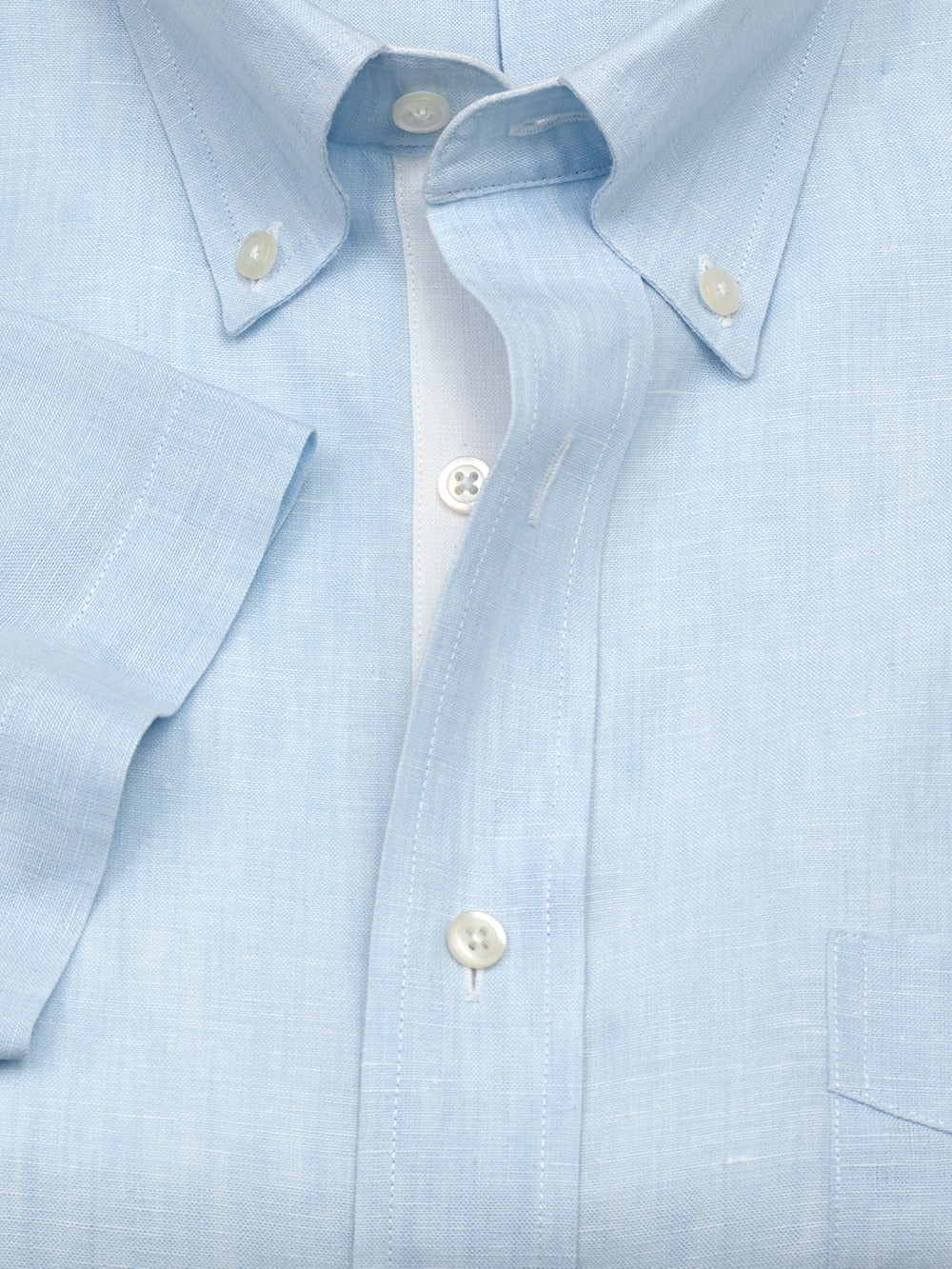 C/f Luxury Non-iron Linen Solid Button Down Short Sleeve Dress Shirt