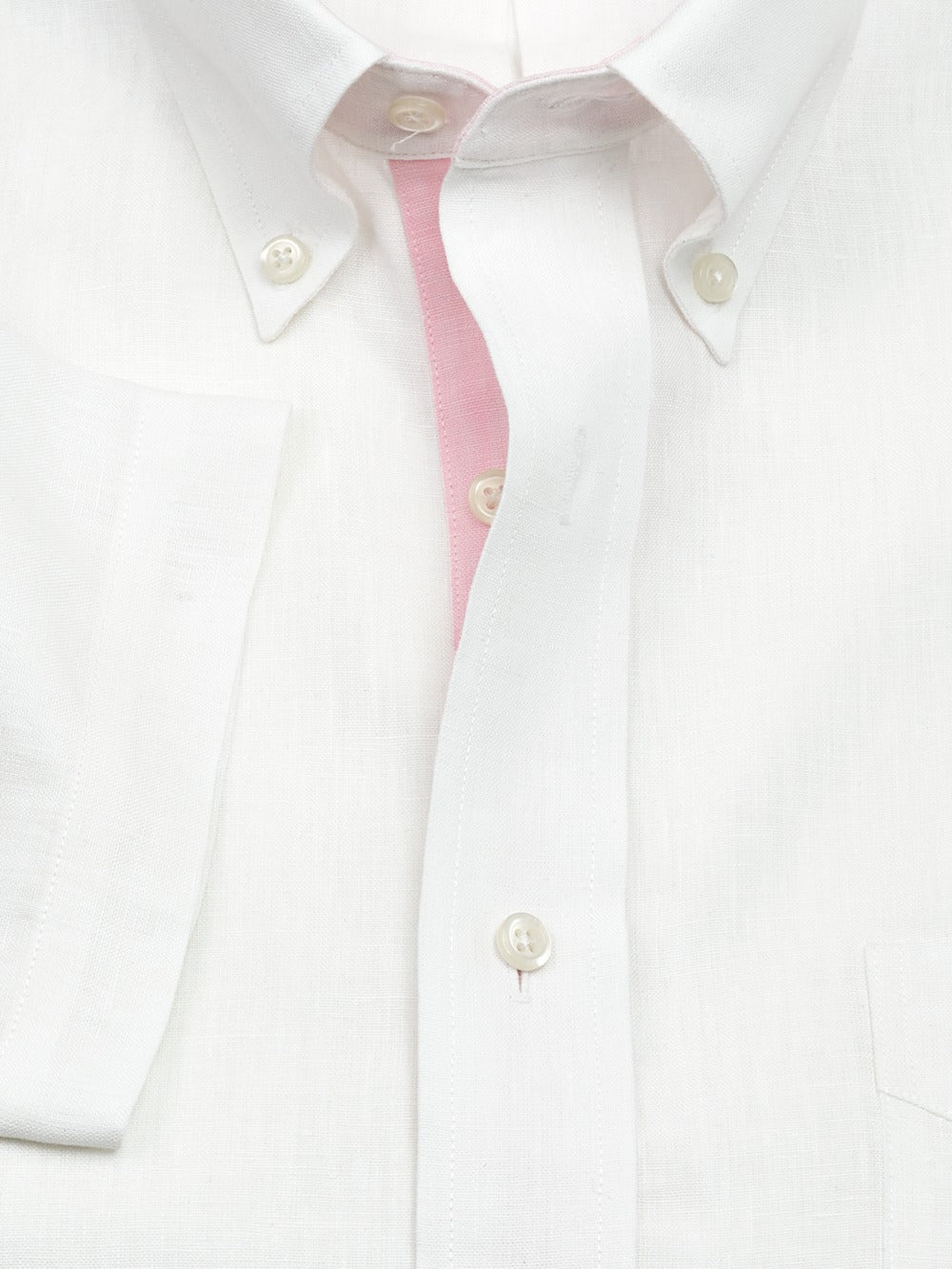 C/f Luxury Non-iron Linen Solid Button Down Short Sleeve Dress Shirt