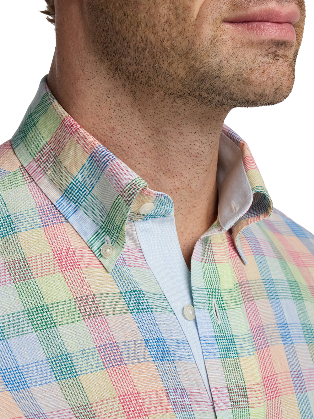 Alternate Image of Non-iron Linen Plaid Dress Shirt With Contrast Trim-2