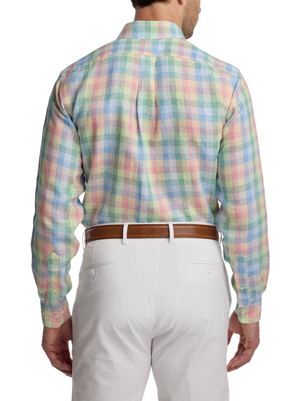 Alternate Image of Non-iron Linen Plaid Dress Shirt With Contrast Trim-4