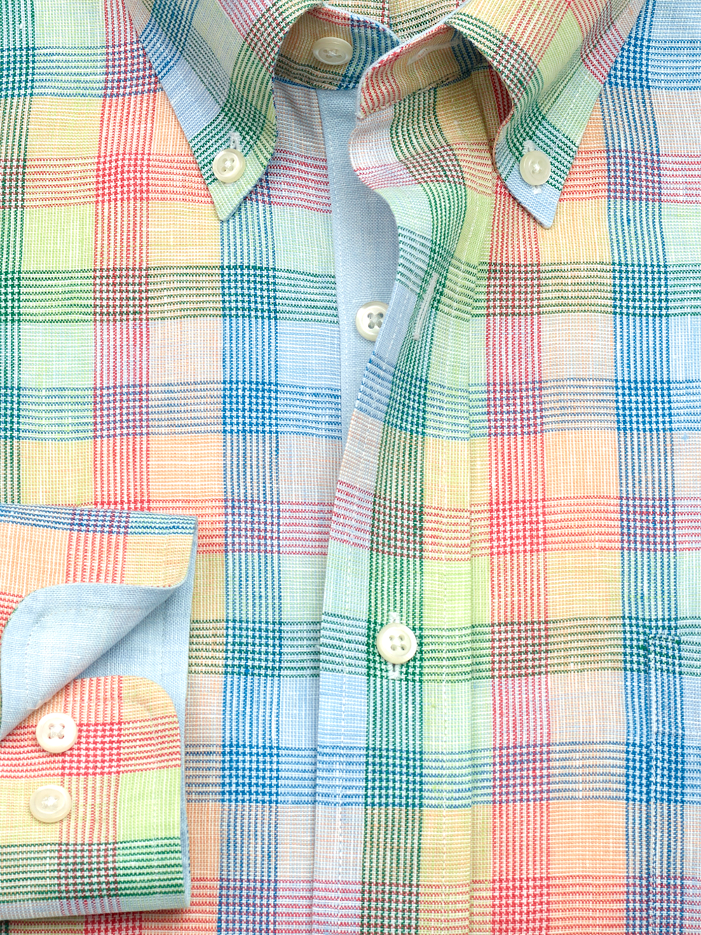 Alternate Image of Non-iron Linen Plaid Dress Shirt With Contrast Trim-5