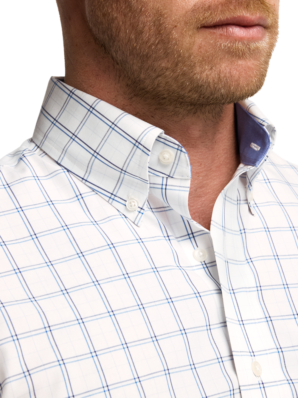 Alternate Image of Non-iron Cotton Windowpane Dress Shirt With Contrast Trim-2