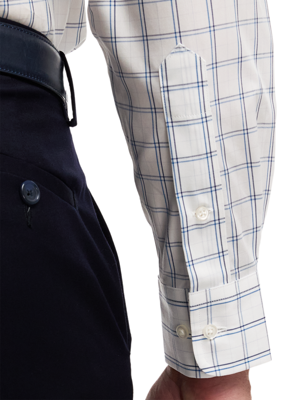 Alternate Image of Non-iron Cotton Windowpane Dress Shirt With Contrast Trim-3