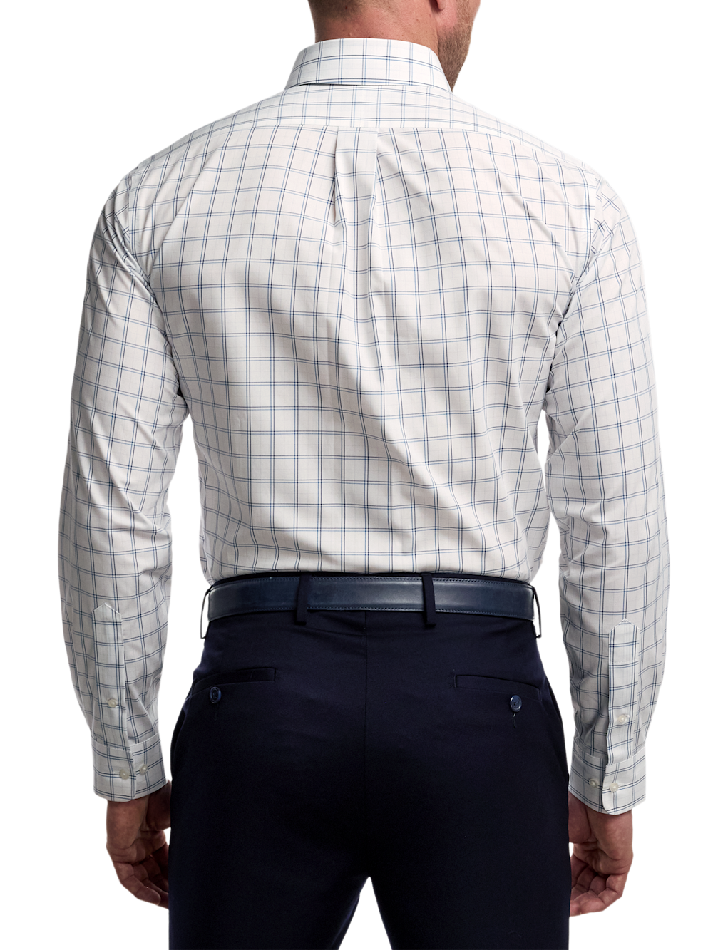 Alternate Image of Non-iron Cotton Windowpane Dress Shirt With Contrast Trim-4