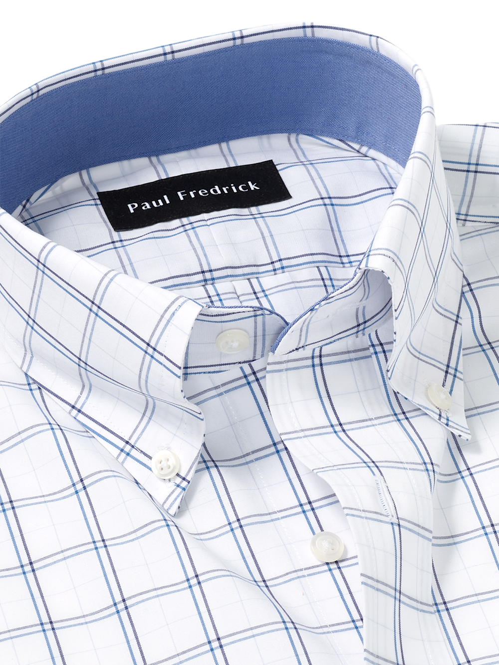 Alternate Image of Non-iron Cotton Windowpane Dress Shirt With Contrast Trim-6