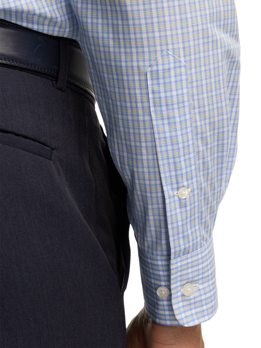 Alternate Image of Non-iron Cotton Windowpane Dress Shirt With Contrast Trim-3