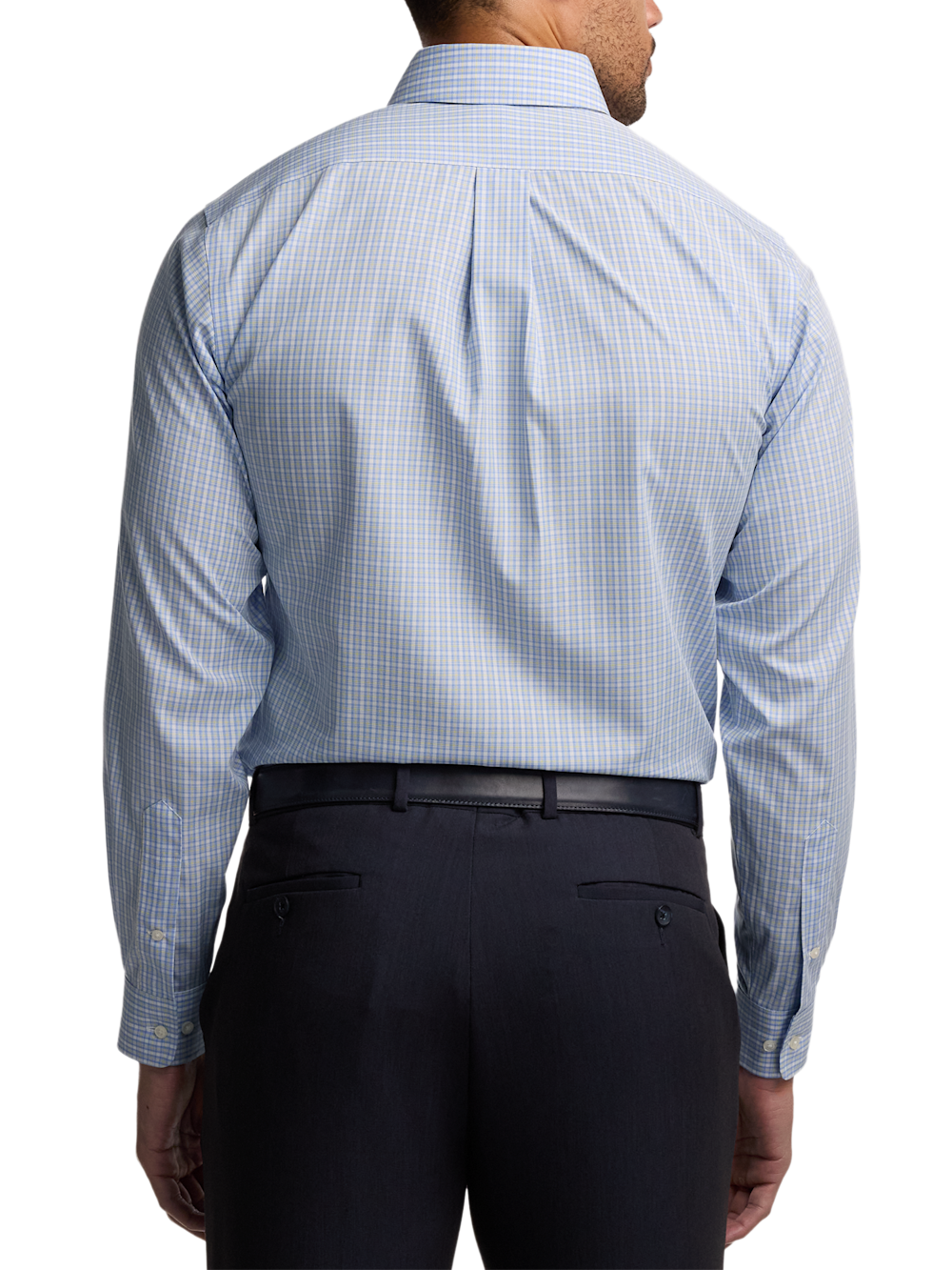 Alternate Image of Non-iron Cotton Windowpane Dress Shirt With Contrast Trim-4