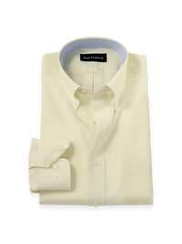 Non-Iron Cotton Stripe Dress Shirt With Contrast Trim - Yellow/blue