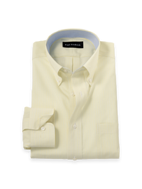 Non-Iron Cotton Stripe Dress Shirt With Contrast Trim - Yellow/blue