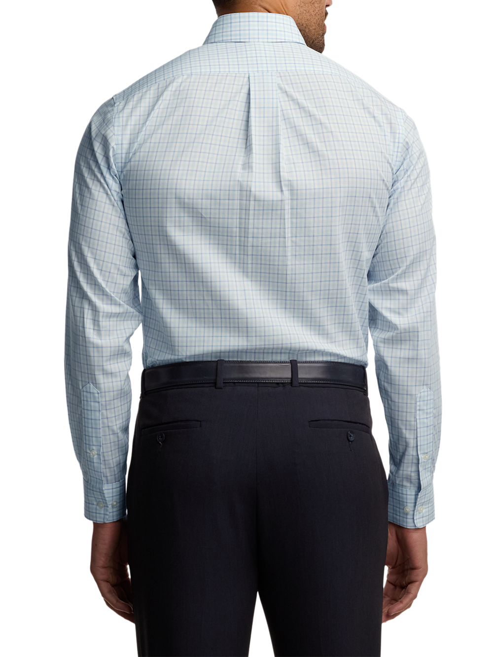Alternate Image of Non-iron Cotton Windowpane Dress Shirt With Contrast Trim-4