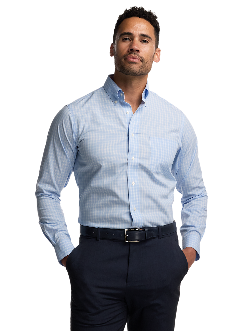 Alternate Image of Non-iron Cotton Check Dress Shirt With Contrast Trim-1