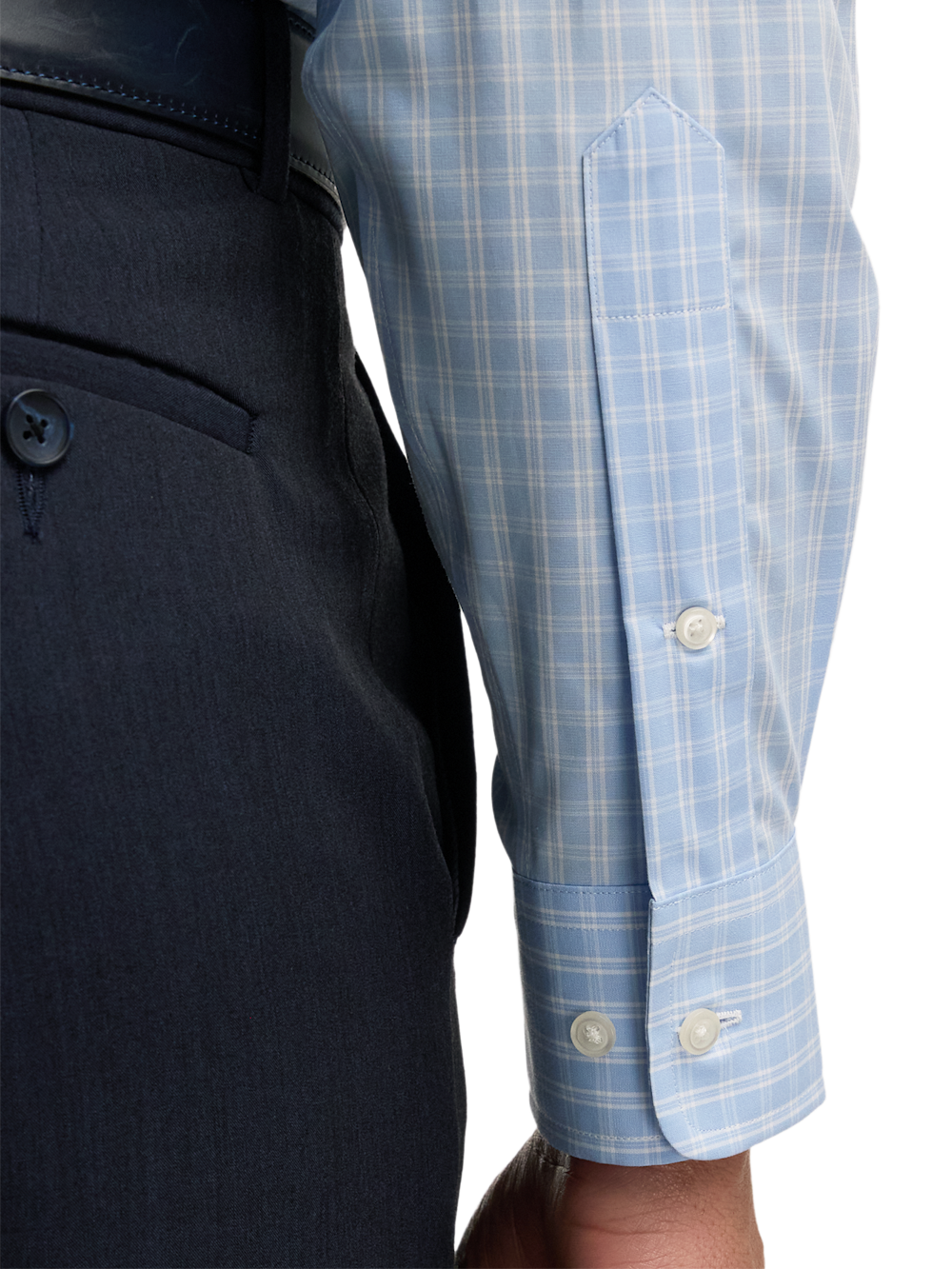 Alternate Image of Non-iron Cotton Check Dress Shirt With Contrast Trim-3