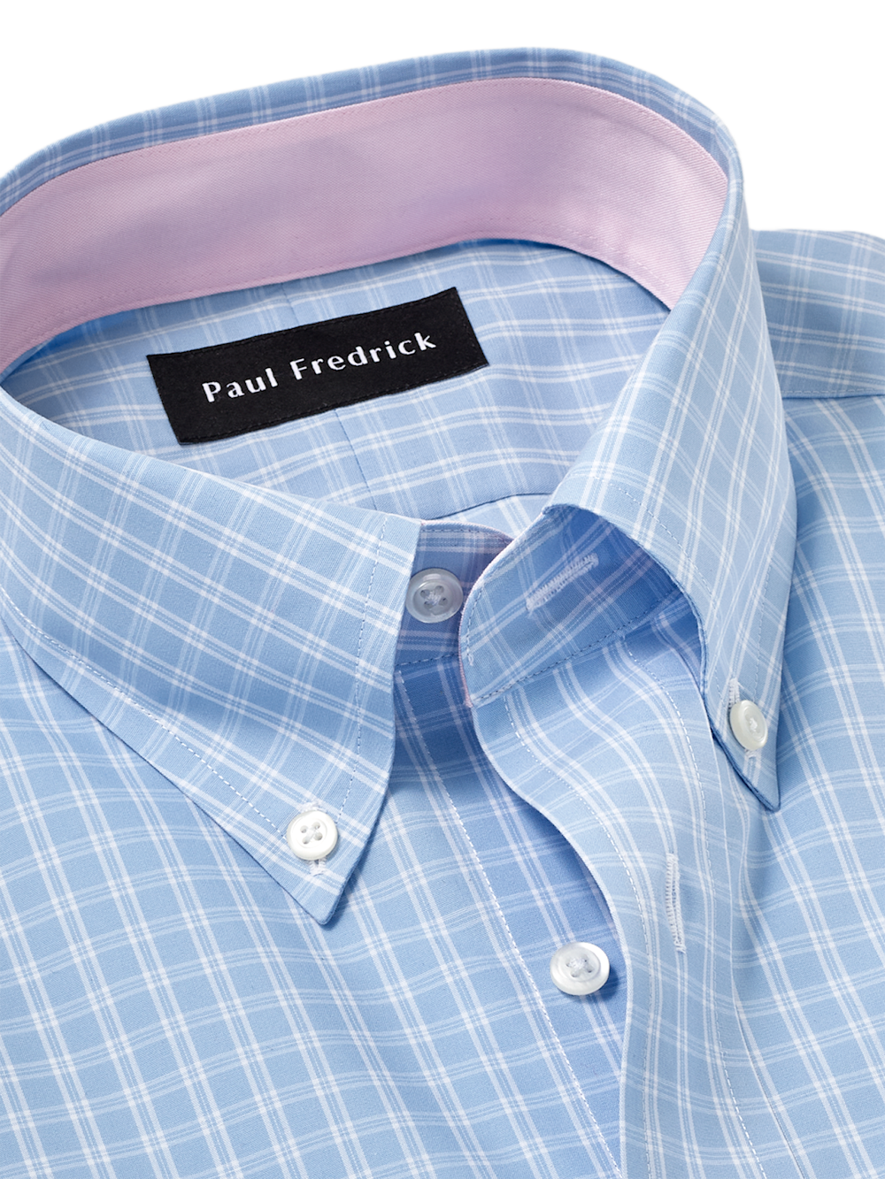Alternate Image of Non-iron Cotton Check Dress Shirt With Contrast Trim-6